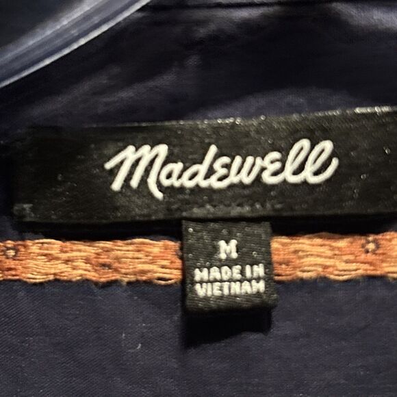 Madewell Hilltop Shirt Jacquard Stripe Button Front Collared Women's Size Medium - Picture 11 of 13